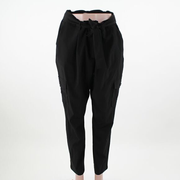 Calvin Klein Tie Waist Tech Stretch Cargo Pants in Black - Picture 2 of 5